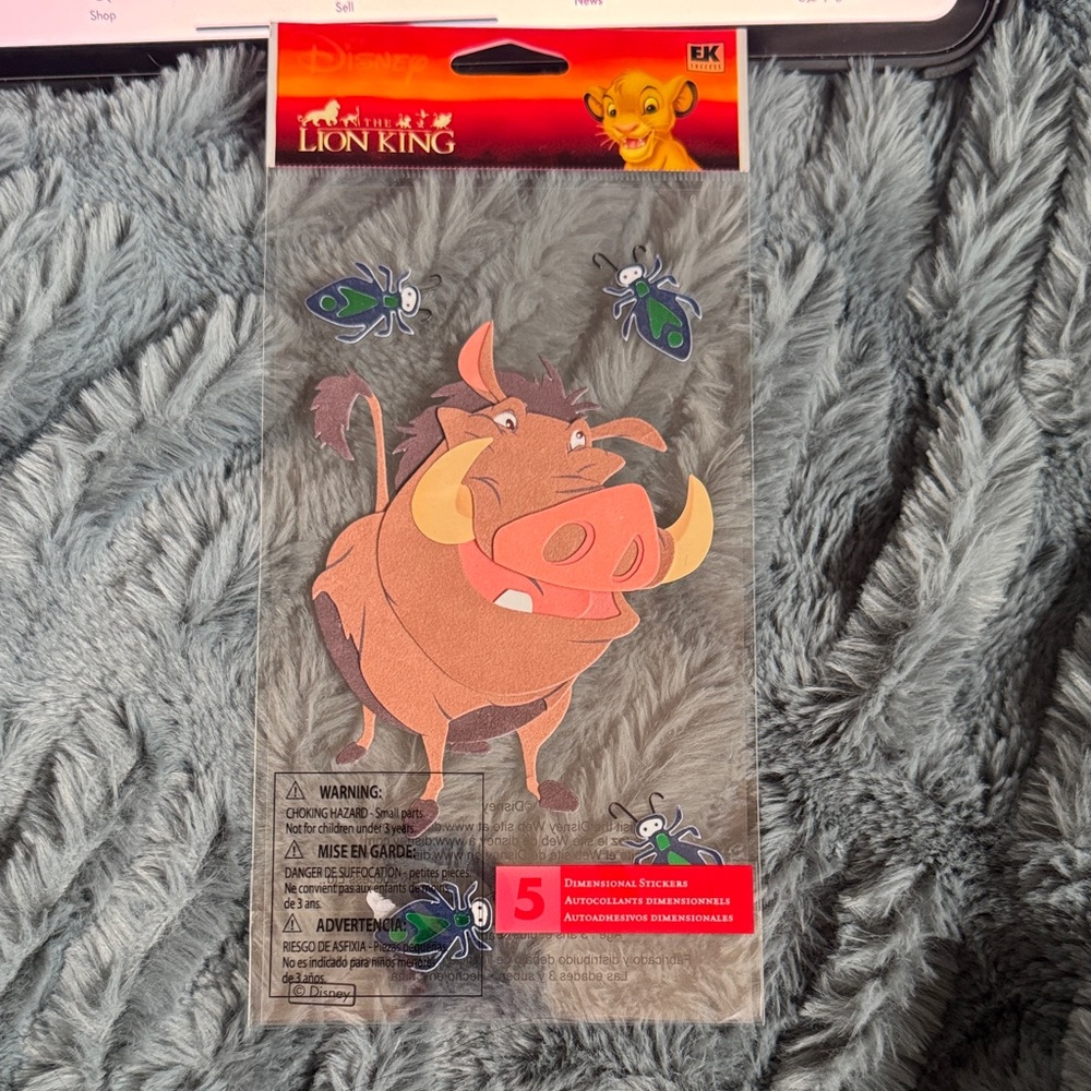 Disney Lion King Pumbaa with Bugs Stickers - Brown and Green